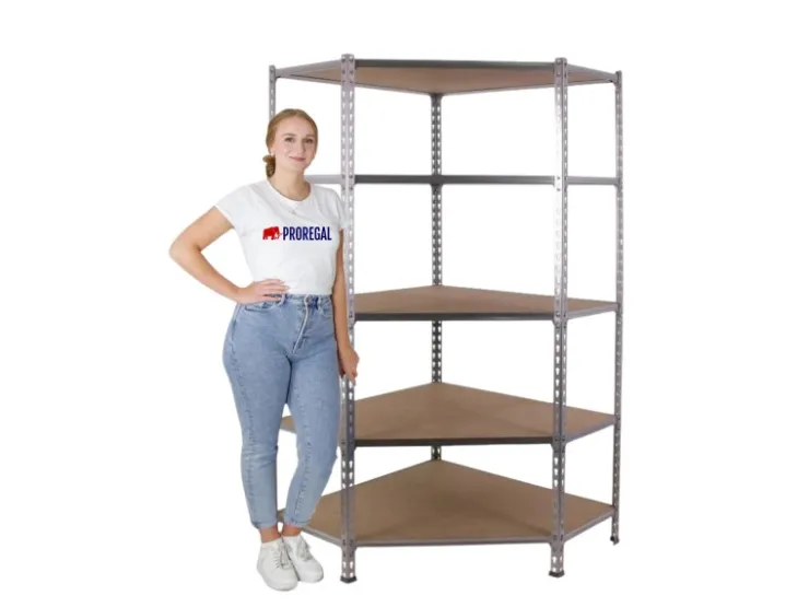 PROREGAL Eckregal Muli HxBxT 180 x 90 x 40 cm 5 Fachböden Fachlast 200 kg Verzinkt* Eckregale