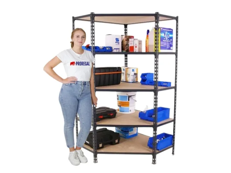 PROREGAL Eckregal Muli HxBxT 180 x 90 x 30 cm 5 Fachböden Fachlast 200 kg Anthrazit* Eckregale