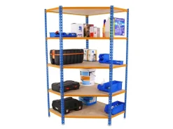 PROREGAL Eckregal Muli HxBxT 180 x 90 x 40 cm 5 Fachböden Fachlast 200 kg Blau-Orange* Eckregale