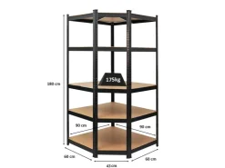 PROREGAL Eckregal Ragnar für Gesamtlast 875 kg HxBxT 180 x 90 x 60 cm Kellerregal Steckregal Garagenregal Lagerregal* Metallregale