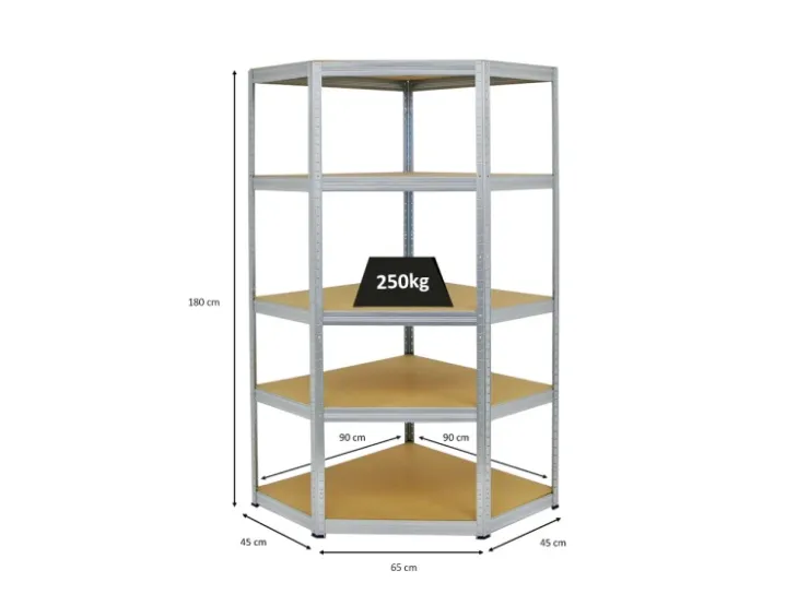 PROREGAL Eckregal Slim Elephant HxBxT 180 x 90 x 45 cm Fachlast 250 kg