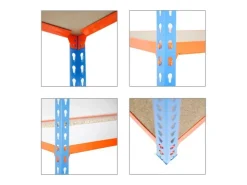 PROREGAL Eckregal Small Muli HxBxT 90 x 90 x 40 cm 3 Fachböden Fachlast 200 kg Blau-Orange