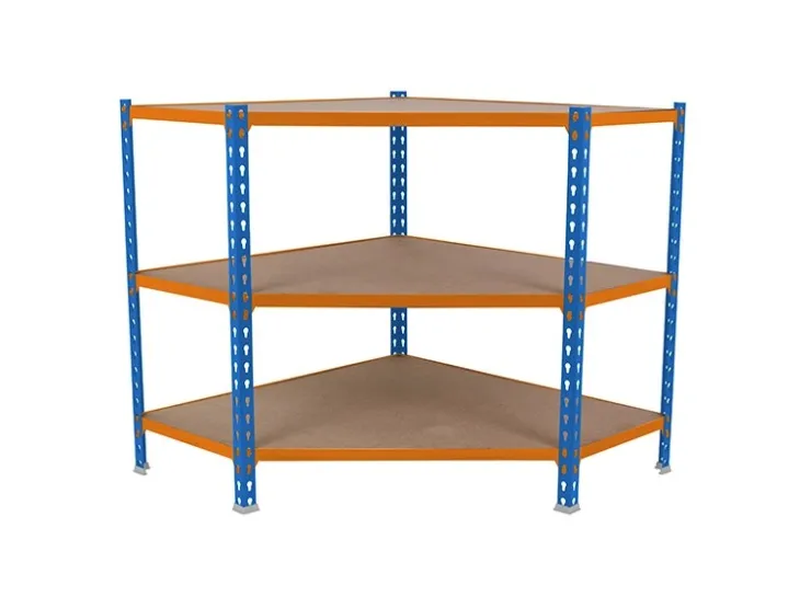 PROREGAL Eckregal Small Muli HxBxT 90 x 90 x 30 cm 3 Fachböden Fachlast 200 kg Blau-Orange