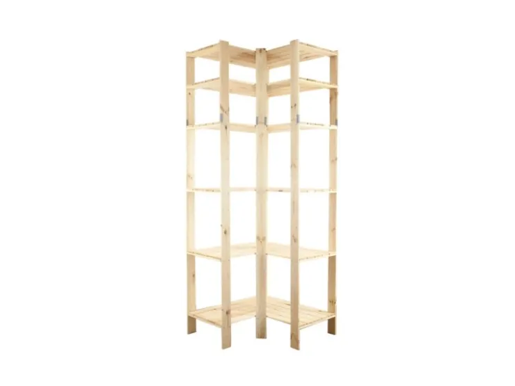 PROREGAL Eckregal Woodland HxBxT 230 x 85 x 50 cm Fachlast 120 kg 6 Fachboden Kiefernholz Natur* Eckregale