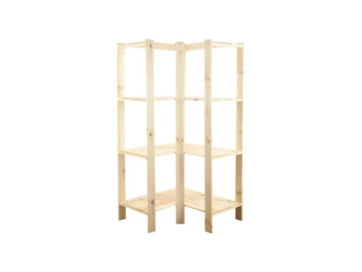 PROREGAL Eckregal Woodland HxBxT 166,4 x 85 x 50 cm Fachlast 120 kg 4 Fachboden Kiefernholz Natur* Holzregale|Eckregale