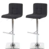 PROREGAL 2er-Set Barhocker Gepolstert Und Höhenverstellbar Mit Lehne Sitzhöhe 63-84cm Mit Lehne Drehbar Stoff/Textil Dunkelgrau Chromfuß Barstuhl* Hocker