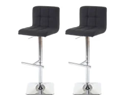 PROREGAL 2er-Set Barhocker Gepolstert Und Höhenverstellbar Mit Lehne Sitzhöhe 63-84cm Mit Lehne Drehbar Stoff/Textil Dunkelgrau Chromfuß Barstuhl* Hocker