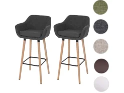 PROREGAL 2er-Set Barhocker Oslo Mit Lehne Sitzhöhe 79cm Textil Barstuhl Tresenhocker* Hocker