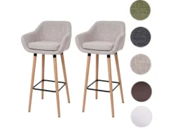 PROREGAL 2er-Set Barhocker Oslo Mit Lehne Sitzhöhe 79cm Textil Barstuhl Tresenhocker