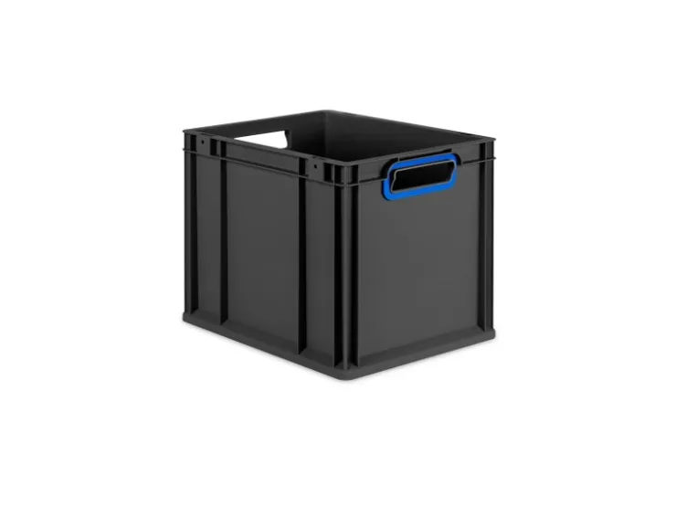 PROREGAL Eurobox Nextgen Color HxBxT 32x30x40cm 30 Liter Griffe Blau Offen Schwarz Eurobehälter Transportbox Transportbehälter