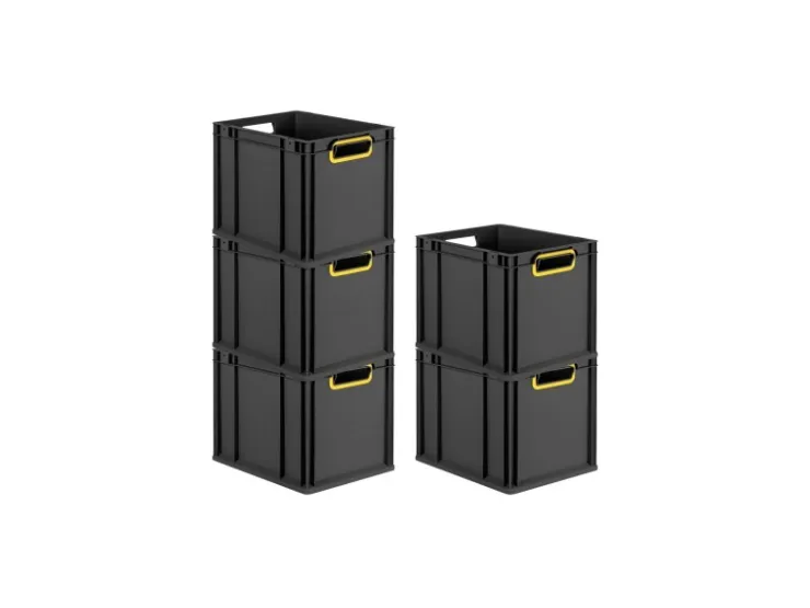 PROREGAL Eurobox Nextgen Color HxBxT 32x30x40cm 30 Liter Griffe Gelb Offen Schwarz Eurobehälter Transportbox Transportbehälter* Aufbewahrung