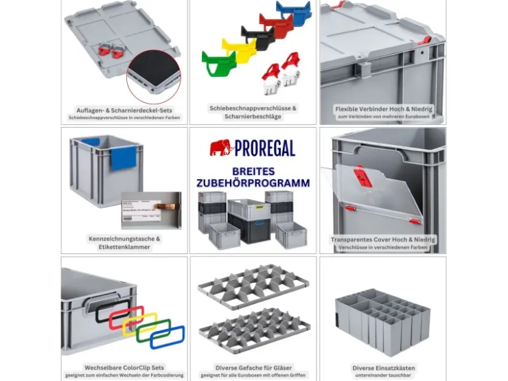 PROREGAL Eurobox Nextgen Color HxBxT 32x30x40cm 30 Liter Griffe Gelb Offen Schwarz Eurobehälter Transportbox Transportbehälter* Aufbewahrung