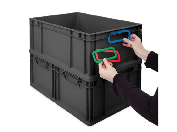 PROREGAL Eurobox Nextgen Color HxBxT 32x30x40cm 30 Liter Griffe Schwarz Offen Schwarz Eurobehälter Transportbox Transportbehälter