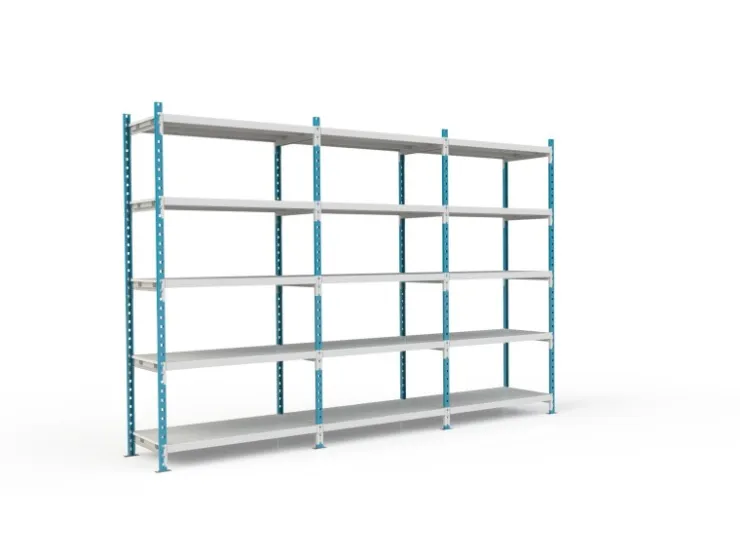 PROREGAL Fachbodenregal Maximus Pro HxBxT 240 x 100 x 40 cm 5 Ebenen PVC-Fachboden Fachlast 286 kg Lichtblau-Lichtgrau