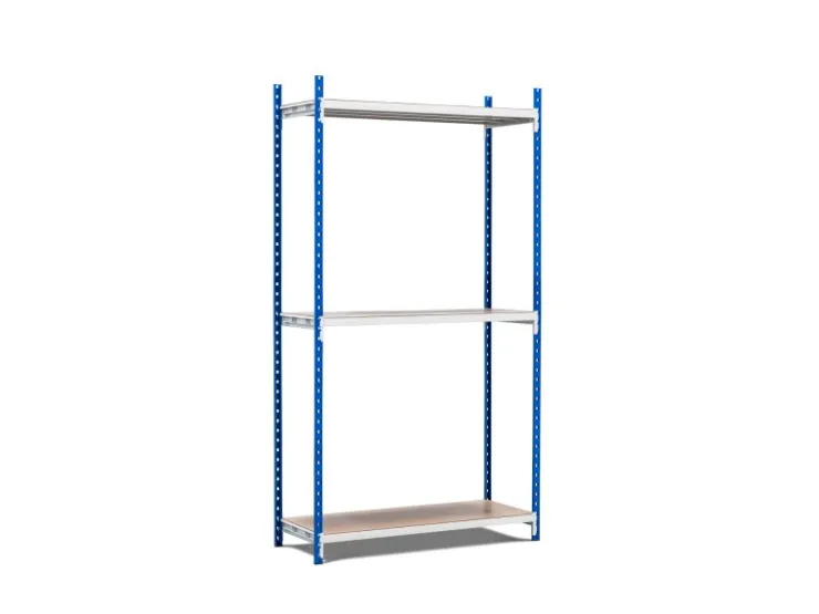 PROREGAL Fachbodenregal Maximus Pro HxBxT 240 x 125 x 80 cm 3 Ebenen Spanplatten-Fachboden Fachlast 278 kg Lichtblau-Lichtgrau