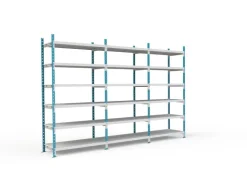 PROREGAL Fachbodenregal Maximus Pro HxBxT 260 x 100 x 100 cm 7 Ebenen Metallplatten-Fachboden Fachlast 249 kg Lichtblau-Lichtgrau* Kunststoffregale
