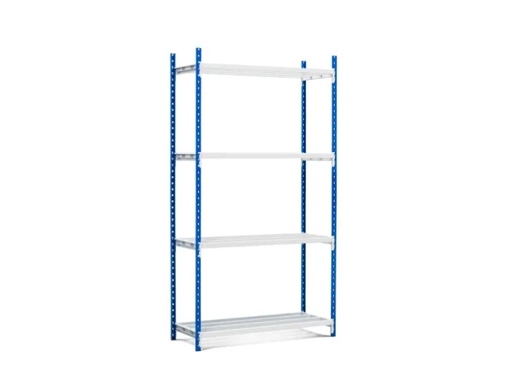 PROREGAL Fachbodenregal Maximus HxBxT200 x 100 x 34 cm 4 Ebenen Offener Fachboden Fachlast 136 kg Lichtblau-Lichtgrau* Büroregale