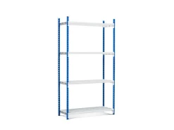 PROREGAL Fachbodenregal Maximus Pro HxBxT 220 x 100 x 80 cm 4 Ebenen Offener Fachboden Fachlast 303 kg Lichtblau-Lichtgrau* Kunststoffregale