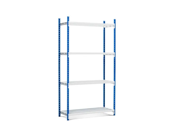 PROREGAL Fachbodenregal Maximus Pro HxBxT 220 x 100 x 80 cm 4 Ebenen Offener Fachboden Fachlast 303 kg Lichtblau-Lichtgrau* Kunststoffregale