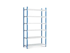 PROREGAL Fachbodenregal Maximus HxBxT 200 x 100 x 30 cm 6 Ebenen Offener Fachboden Fachlast 136 kg Lichtblau-Lichtgrau* Kunststoffregale