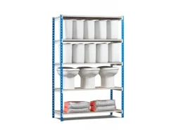 PROREGAL Fachbodenregal Maximus HxBxT200 x 150 x 68 cm 5 Ebenen Spanplatten-Fachboden Fachlast 110 kg Lichtblau-Lichtgrau* Kunststoffregale