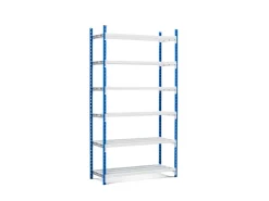 PROREGAL Fachbodenregal Maximus Pro HxBxT 220 x 125 x 80 cm 6 Ebenen Offener Fachboden Fachlast 278 kg Lichtblau-Lichtgrau* Kunststoffregale