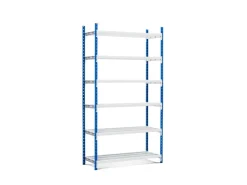 PROREGAL Fachbodenregal Maximus HxBxT 200 x 125 x 30 cm 7 Ebenen Offener Fachboden Fachlast 114 kg Lichtblau-Lichtgrau