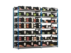 PROREGAL Fachbodenregal Maximus Pro HxBxT 260 x 100 x 100 cm 7 Ebenen Spanplatten-Fachboden Fachlast 249 kg Lichtblau-Lichtgrau