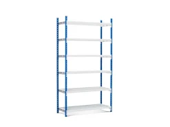PROREGAL Fachbodenregal Maximus HxBxT 260 x 125 x 34 cm 7 Ebenen Offener Fachboden Fachlast 114 kg Lichtblau-Lichtgrau* Kunststoffregale