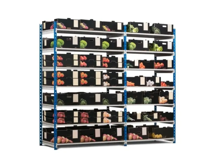 PROREGAL Fachbodenregal Maximus HxBxT 260 x 125 x 34 cm 7 Ebenen Offener Fachboden Fachlast 114 kg Lichtblau-Lichtgrau* Kunststoffregale