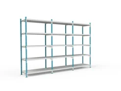 PROREGAL Fachbodenregal Maximus HxBxT200 x 125 x 50 cm 5 Ebenen Metallplatten-Fachboden Fachlast 152 kg Lichtblau-Lichtgrau
