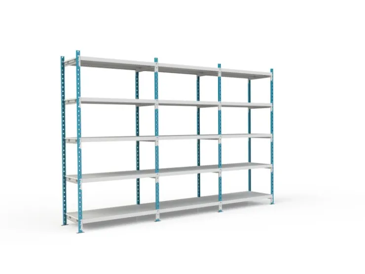 PROREGAL Fachbodenregal Maximus HxBxT200 x 125 x 50 cm 5 Ebenen Metallplatten-Fachboden Fachlast 152 kg Lichtblau-Lichtgrau