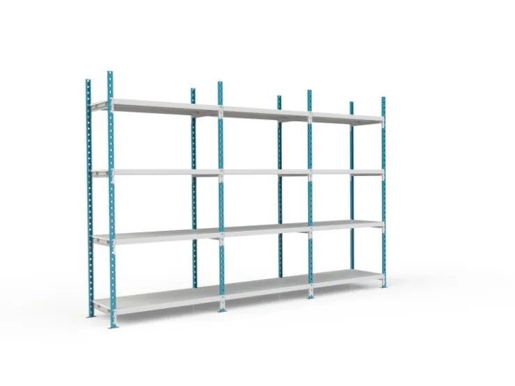 PROREGAL Fachbodenregal Maximus Pro HxBxT 280 x 150 x 60 cm 4 Ebenen PVC-Fachboden Fachlast 236 kg Lichtblau-Lichtgrau