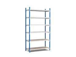 PROREGAL Fachbodenregal Maximus HxBxT 240 x 125 x 80 cm 6 Ebenen Spanplatten-Fachboden Fachlast 178 kg Lichtblau-Lichtgrau* Kunststoffregale