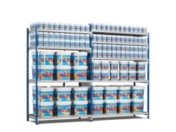 PROREGAL Fachbodenregal Maximus HxBxT 240 x 125 x 80 cm 6 Ebenen Spanplatten-Fachboden Fachlast 178 kg Lichtblau-Lichtgrau* Kunststoffregale