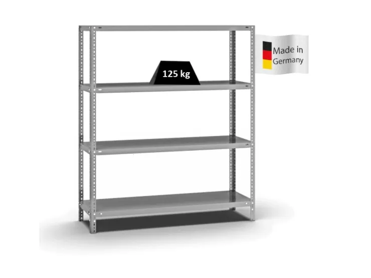 PROREGAL Fachbodenregal Schraubsystem Light-Duty Grundregal HxBxT 150 x 130 x 40 cm 4 Ebenen Fachlast 125 kg Beidseitig Nutzbar* Kellerregale