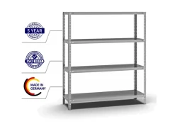 PROREGAL Fachbodenregal Schraubsystem Light-Duty Grundregal HxBxT 150 x 130 x 40 cm 4 Ebenen Fachlast 125 kg Beidseitig Nutzbar* Kellerregale