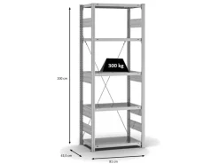 PROREGAL Fachbodenregal Stecksystem T-Profil Heavy-Duty Grundregal HxBxT 200 x 75 x 40 cm 5 Ebenen Fachlast 300 kg Einseitig Nutzbar