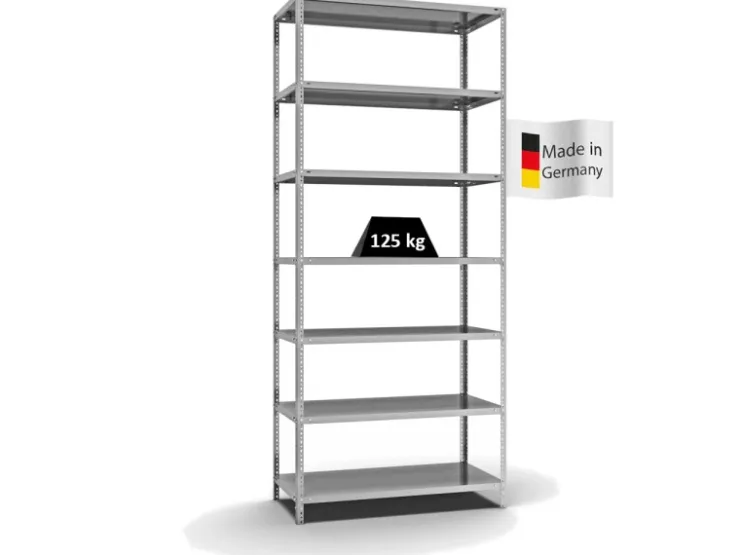 PROREGAL Fachbodenregal Schraubsystem Light-Duty Grundregal HxBxT 300 x 130 x 60 cm 7 Ebenen Fachlast 125 kg Beidseitig Nutzbar