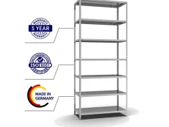 PROREGAL Fachbodenregal Schraubsystem Light-Duty Grundregal HxBxT 300 x 130 x 60 cm 7 Ebenen Fachlast 125 kg Beidseitig Nutzbar