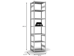 PROREGAL Fachbodenregal Stecksystem T-Profil Light-Duty Grundregal HxBxT 300 x 75 x 50 cm 7 Ebenen Fachlast 140 kg Beidseitig Nutzbar* Büroregale