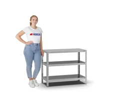 PROREGAL Fachbodenregal Schraubsystem Light-Duty Grundregal HxBxT 80 x 100 x 40 cm 3 Ebenen Fachlast 125 kg Beidseitig Nutzbar