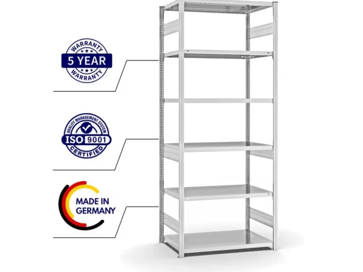 PROREGAL Fachbodenregal Stecksystem T-Profil Heavy-Duty Grundregal HxBxT 250 x 100 x 60 cm 6 Ebenen Fachlast 330 kg Beidseitig Nutzbar* Schwerlastregal