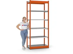 PROREGAL Fachbodenregal Stecksystem Vierkant-Profil Grundregal HxBxT 250 x 102,5 x 40 cm 6 Ebenen Einseitige Bauart Fachlast 200 kg* Büroregale