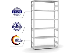 PROREGAL Fachbodenregal Stecksystem T-Profil Heavy-Duty Grundregal HxBxT 250 x 130 x 50 cm 6 Ebenen Fachlast 330 kg Beidseitig Nutzbar
