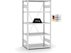 PROREGAL Fachbodenregal Stecksystem T-Profil Light-Duty Grundregal HxBxT 200 x 100 x 60 cm 5 Ebenen Fachlast 140 kg Einseitig Nutzbar* Büroregale