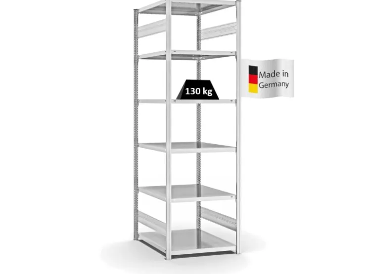 PROREGAL Fachbodenregal Stecksystem T-Profil Light-Duty Grundregal HxBxT 250 x 75 x 80 cm 6 Ebenen Fachlast 130 kg Beidseitig Nutzbar* Büroregale