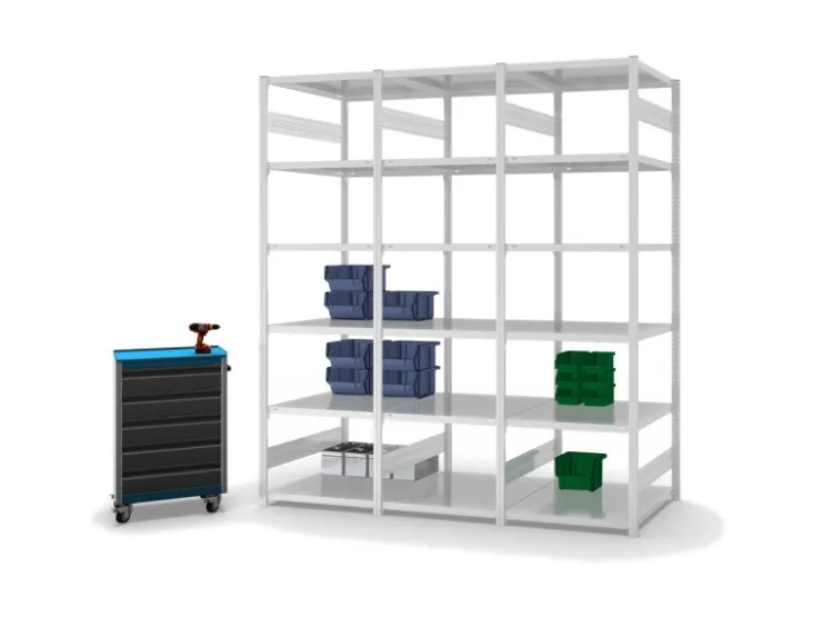 PROREGAL Fachbodenregal Stecksystem T-Profil Light-Duty Grundregal HxBxT 250 x 75 x 80 cm 6 Ebenen Fachlast 130 kg Beidseitig Nutzbar* Büroregale