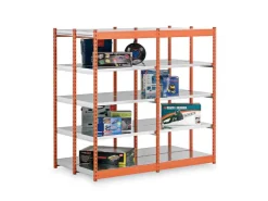 PROREGAL Fachbodenregal Stecksystem Vierkant-Profil Grundregal HxBxT 200 x 102,5 x 80 cm 2x5 Ebenen Doppelseitige Bauart Fachlast 200 kg