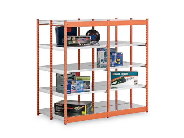 PROREGAL Fachbodenregal Stecksystem Vierkant-Profil Grundregal HxBxT 200 x 102,5 x 80 cm 2x5 Ebenen Doppelseitige Bauart Fachlast 200 kg